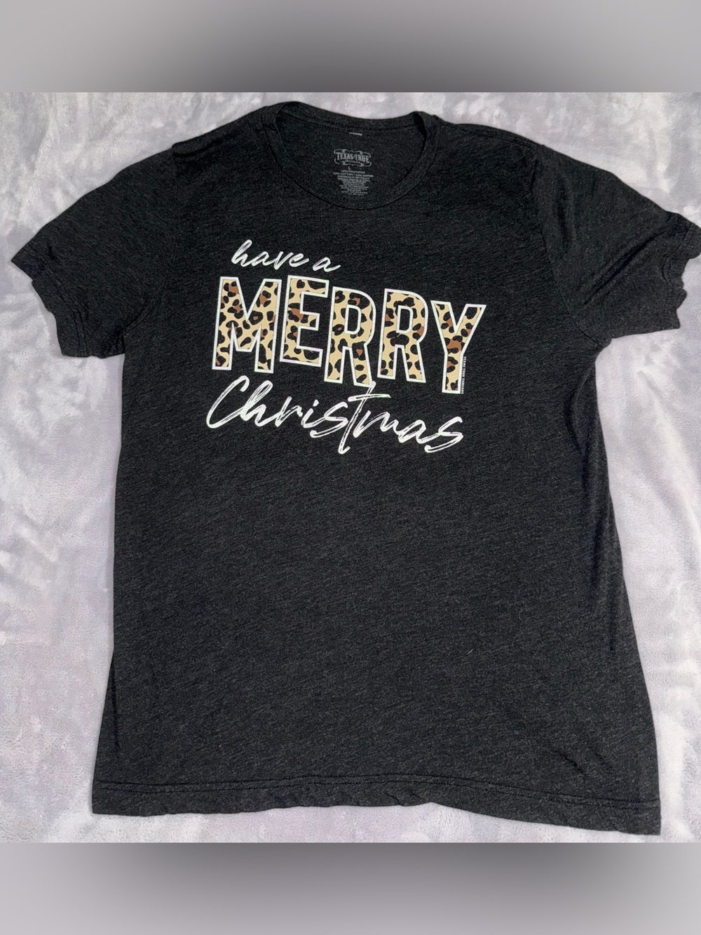 Black 'Have a Merry Christmas' Leopard Accent Graphic Tee